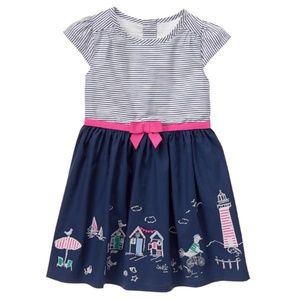 Gymboree Seaside Navy Embroidered Dress - 18-24 M